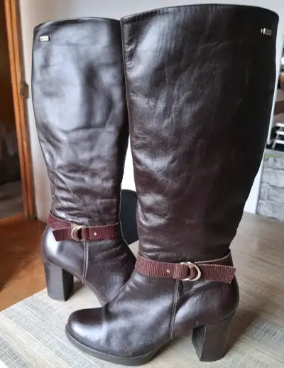 Botas altas de cuero marrón 16 Hrs - miniatura 2