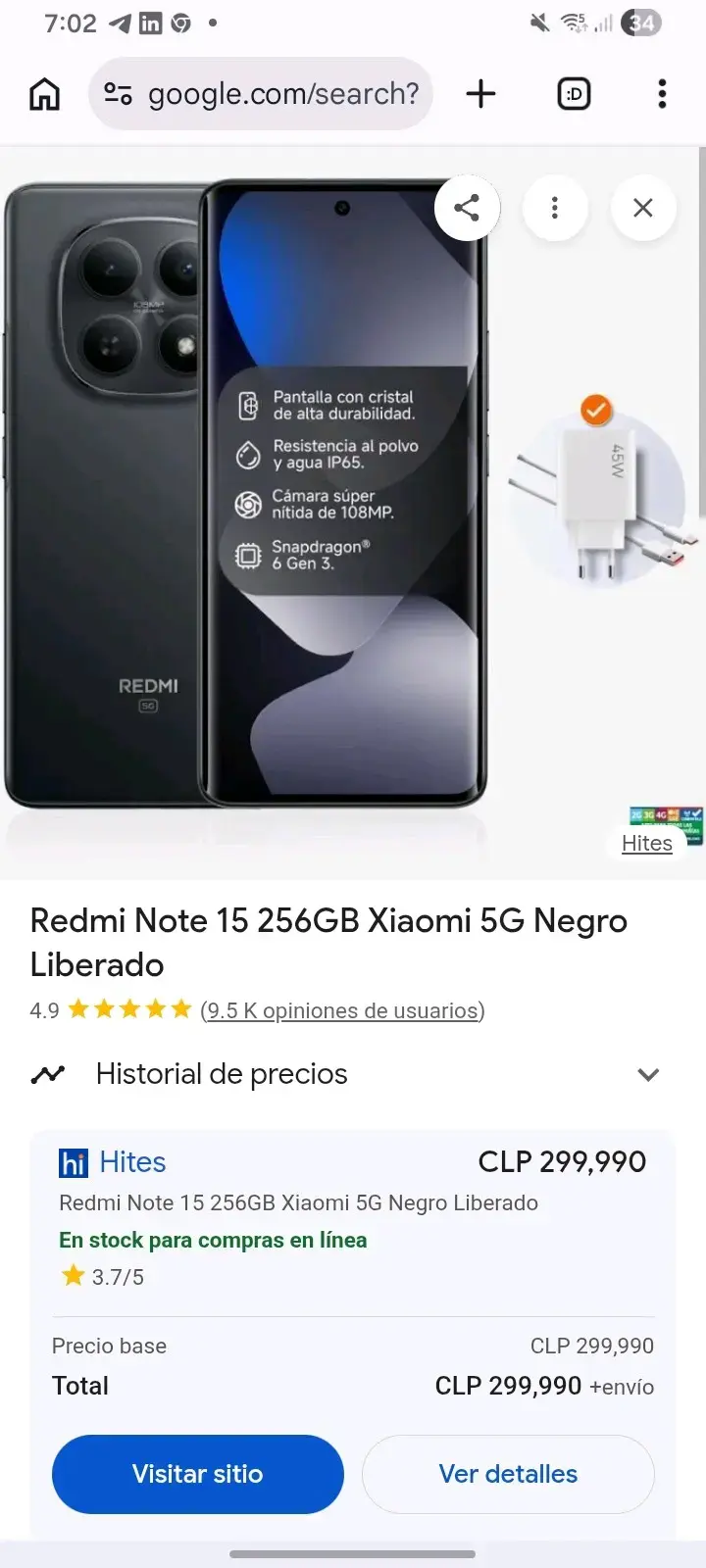 Xiaomi Redmi Note 15 5G 256GB Negro