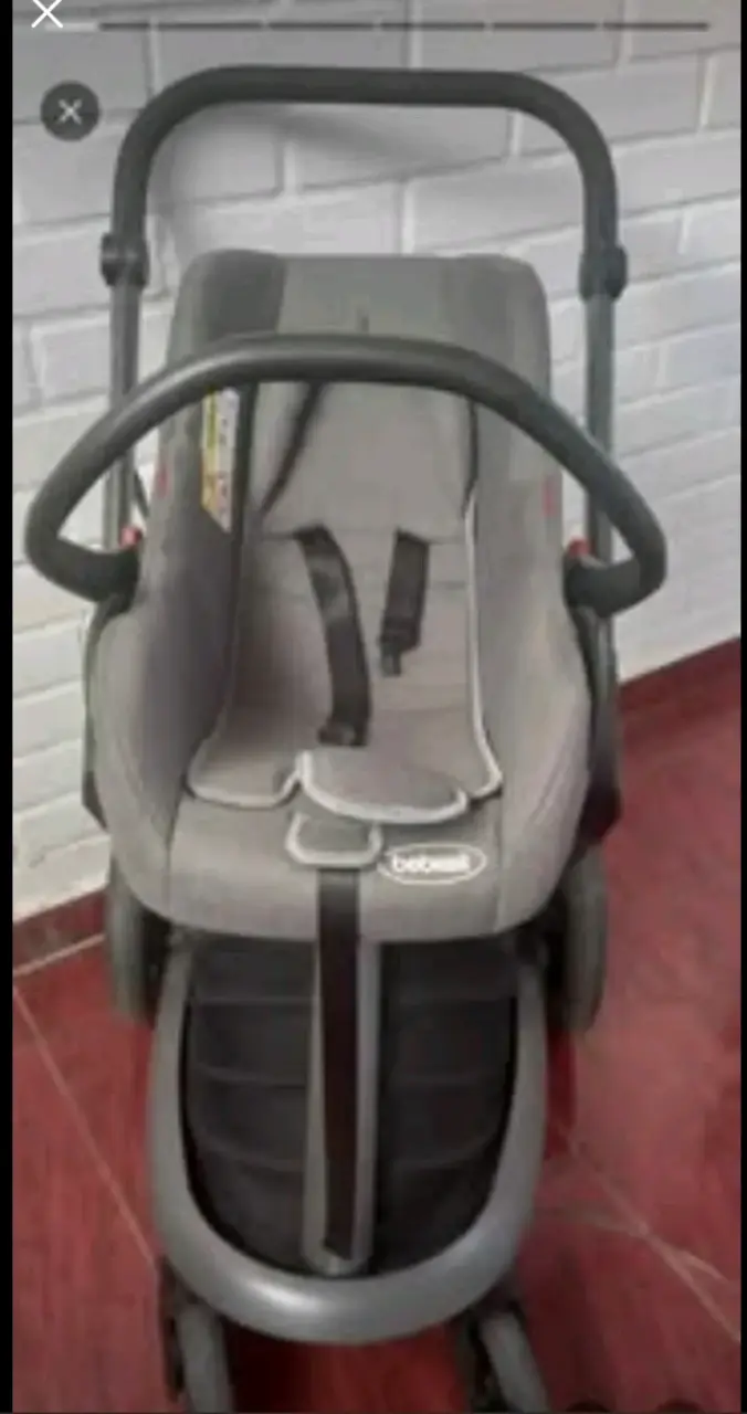 Coche de bebé con porta bebé gris - 1