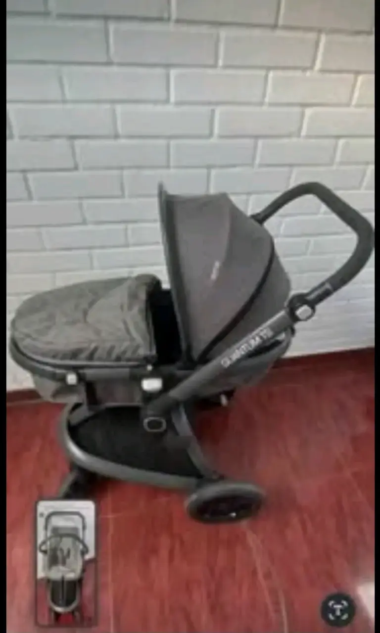 Coche de bebé con porta bebé gris - 2