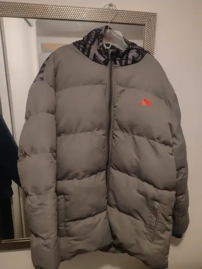 Parka acolchada gris con capucha Kappa - miniatura 1