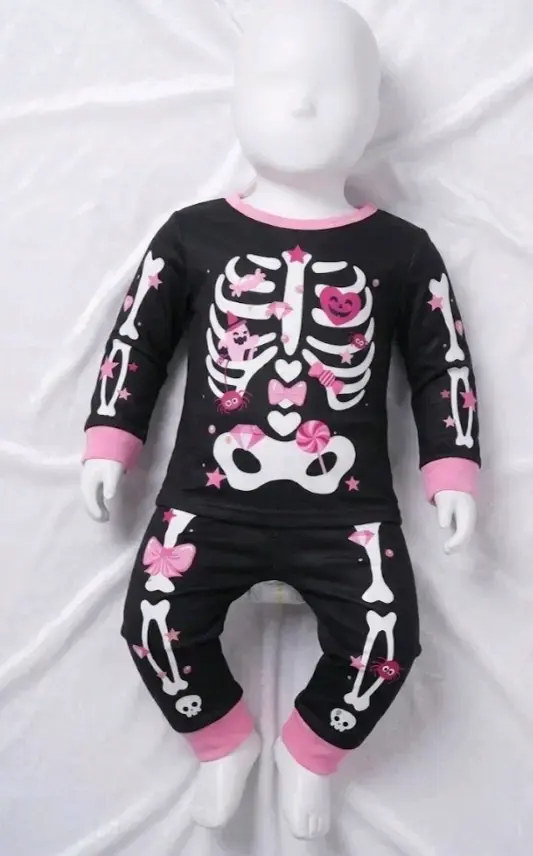 Pijama infantil esqueleto negro - 1