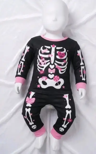 Pijama infantil esqueleto negro - miniatura 1
