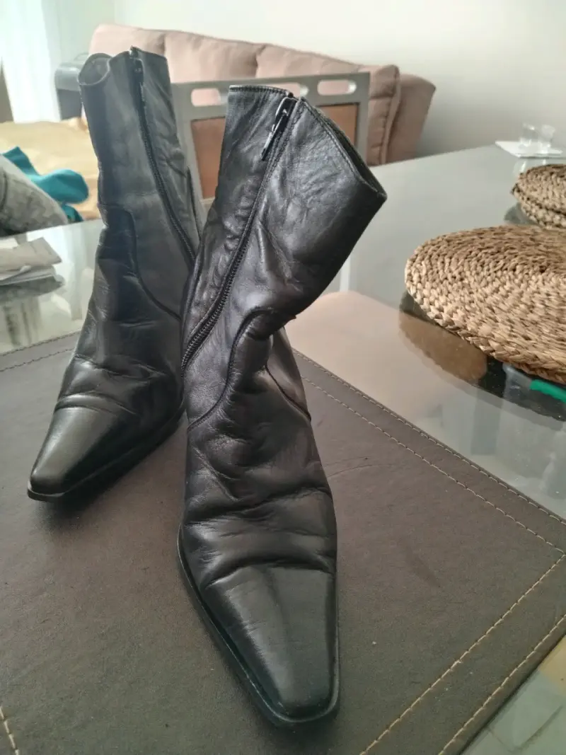 Botines negros de cuero con cierre, "MARQUIS", - 1