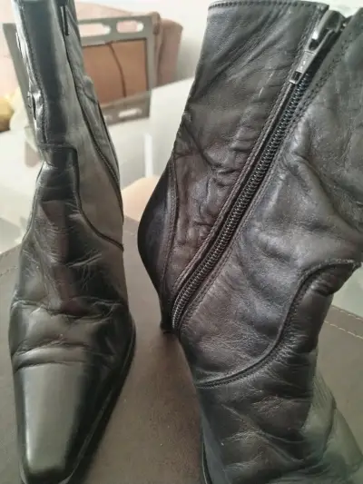Botines negros de cuero con cierre, "MARQUIS", - miniatura 3
