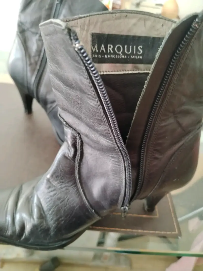 Botines negros de cuero con cierre, "MARQUIS", - 4