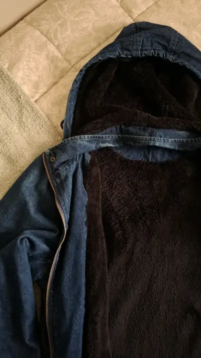 Parka de mezclilla azul con capucha - miniatura 4