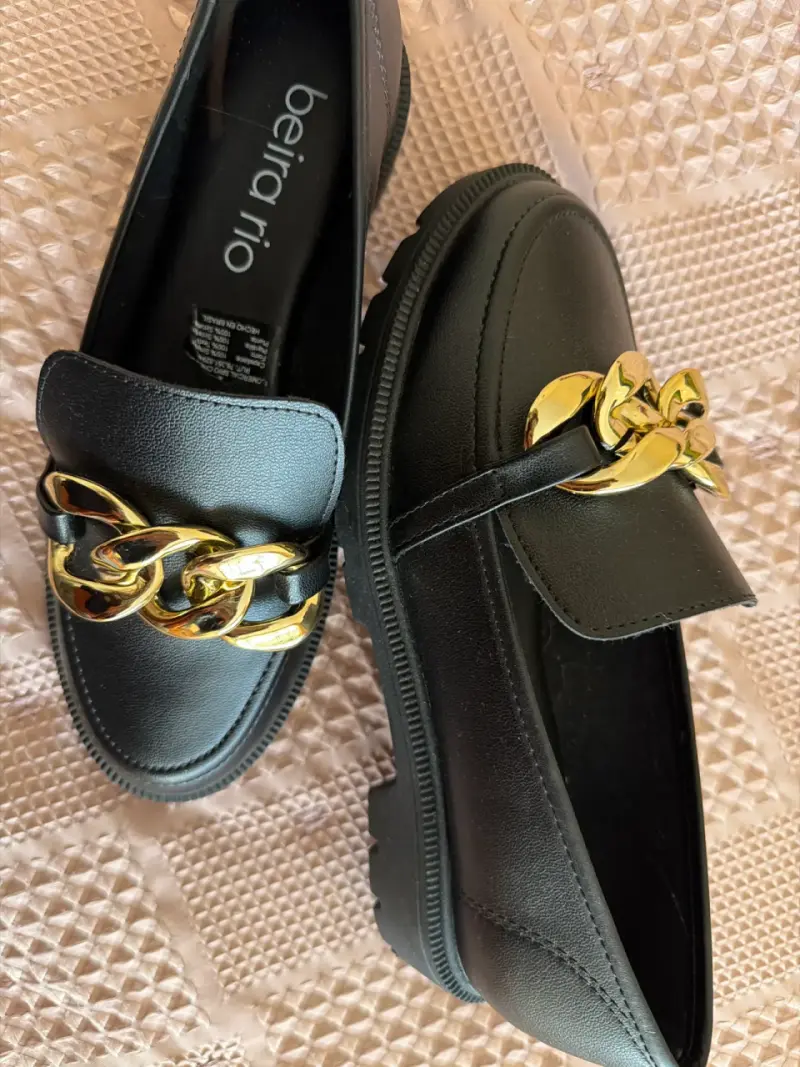 Mocasines negros con cadena dorada nro 35 - 4