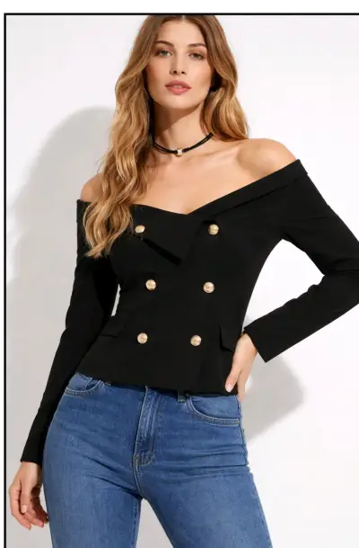 Chaqueta negra con botones dorados - miniatura 1
