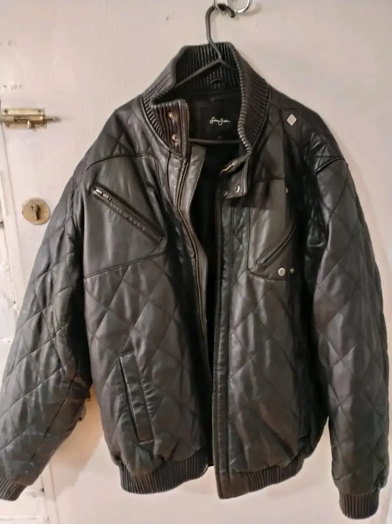 Chaqueta de cuero Sean John negra 2xl. - 2