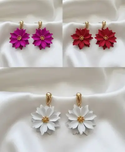 Aros flor dorada multicolor - miniatura 1