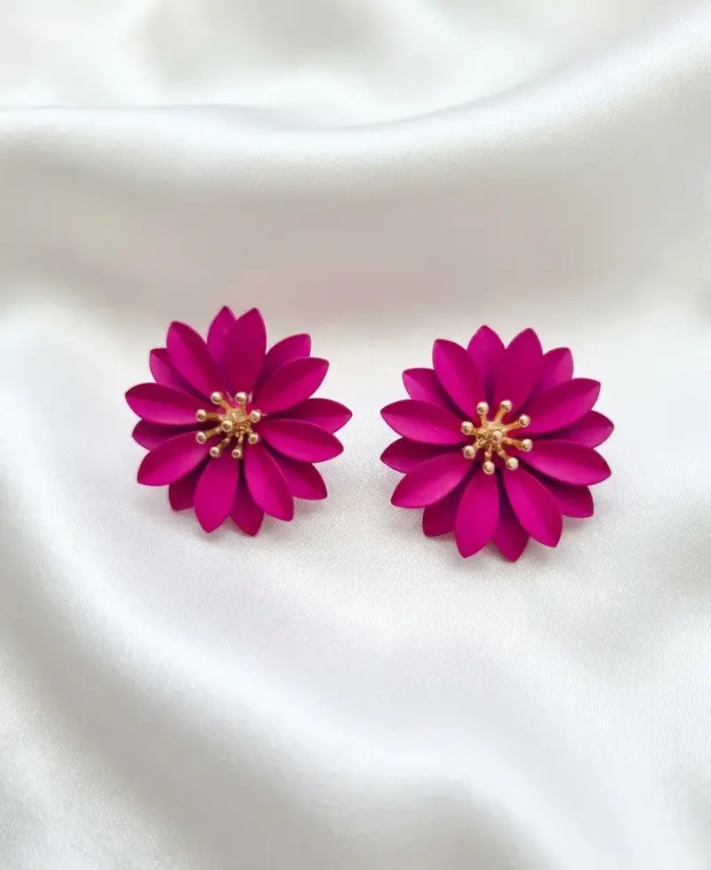 Aros flor dorada multicolor - 3