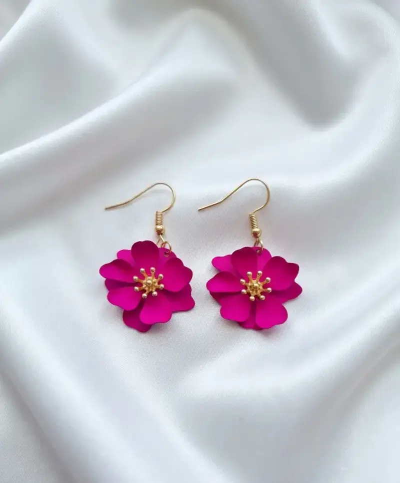 Aros flor dorada multicolor - 4