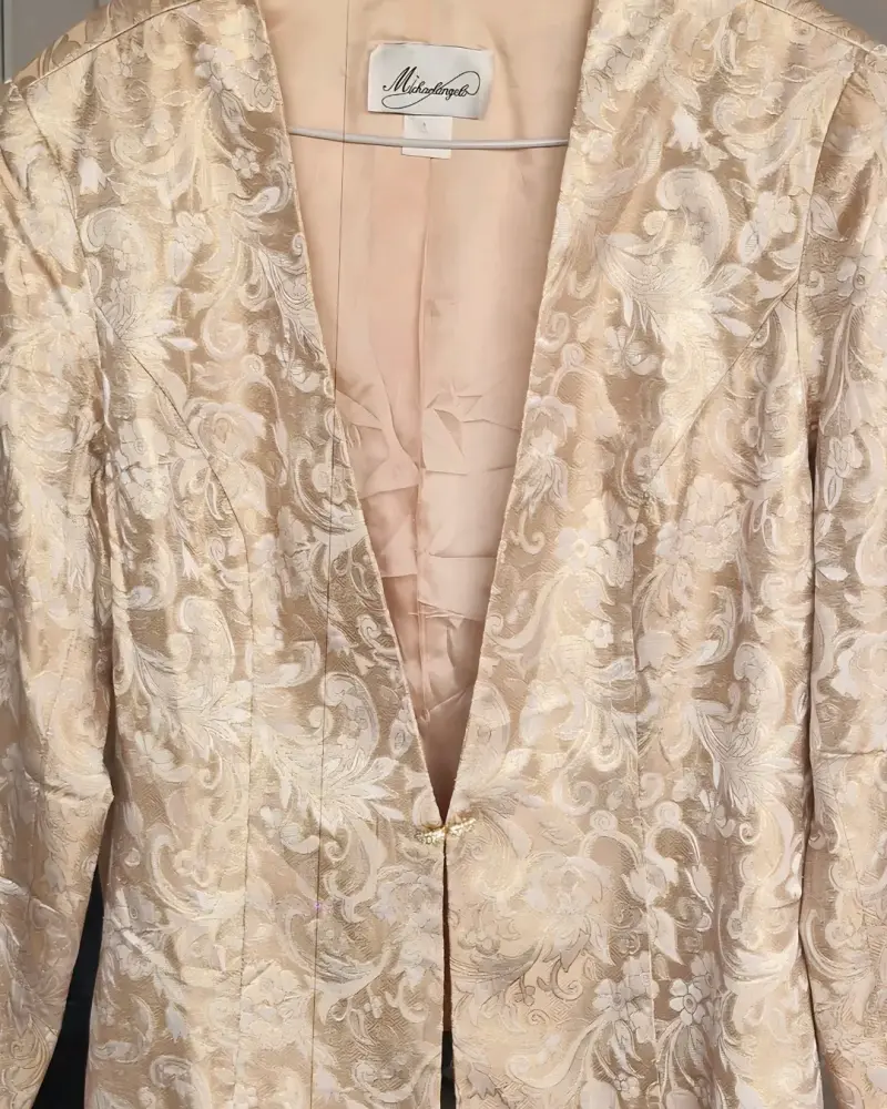 Blazer brocado dorado elegante - 3