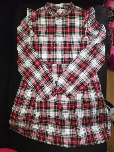 Vestido tartán rojo y blanco - miniatura 1