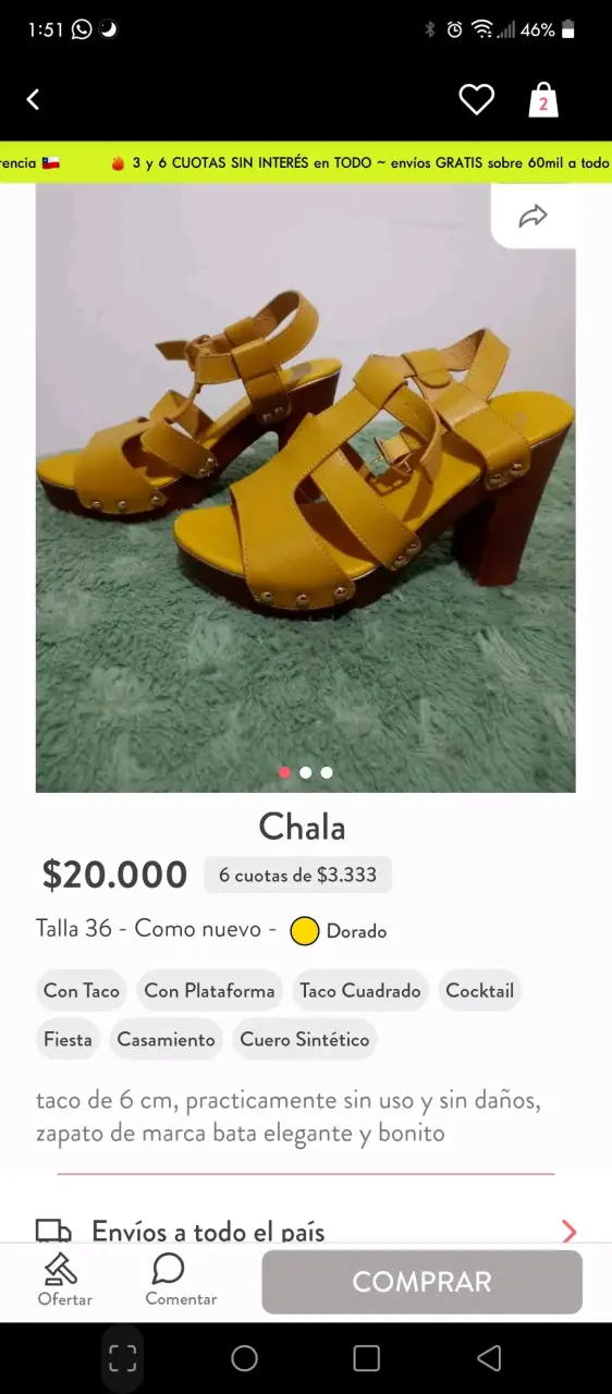 Sandalias amarillas con tacos - 4
