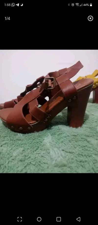 Sandalias taco alto café oscuras - miniatura 1