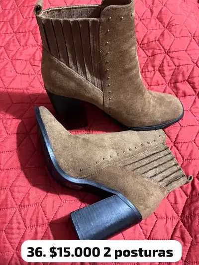 Botines camel con tacón - miniatura 1
