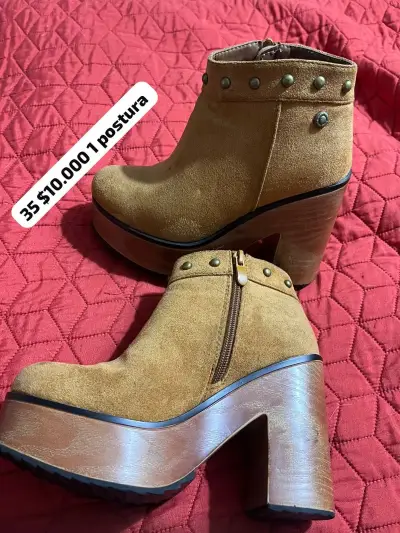Botines de taco alto marrón - miniatura 1