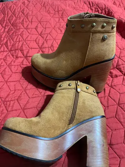 Botines de taco alto marrón - miniatura 2