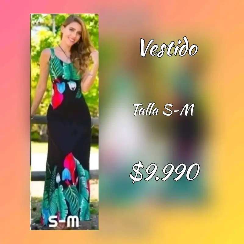 Vestido largo estampado tropical