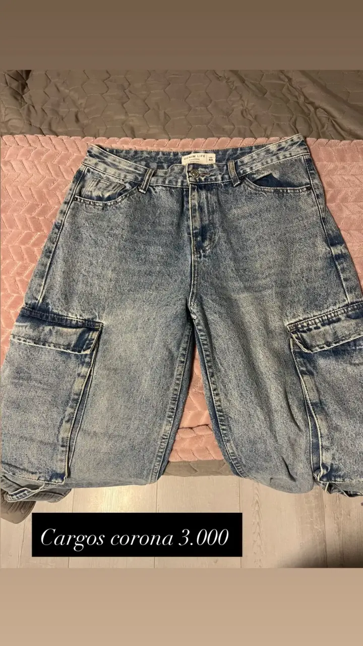 Jeans cargo denim azules