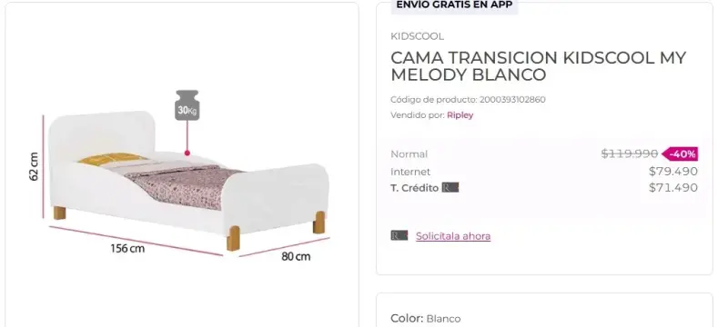 Cama transición Kidscool Melody blanca - 1