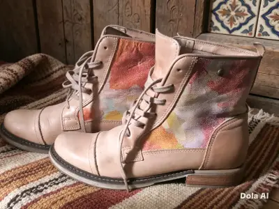 Botas de cuero con diseño floral - miniatura 1
