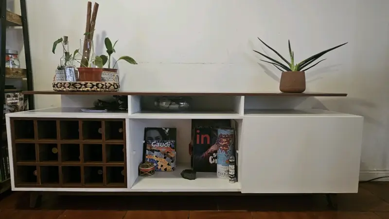 Mueble Rack para vinos blanco y madera - 6