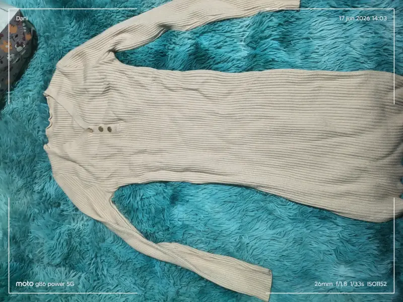 Vestido beige ribeteado - 1