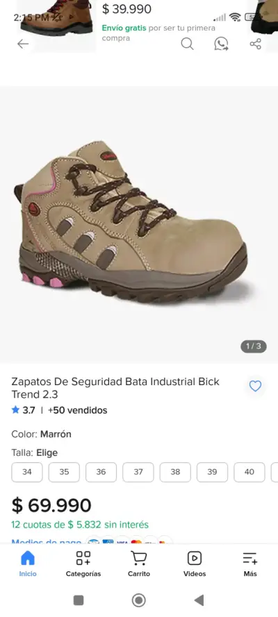 Zapatos de seguridad marrones - miniatura 1