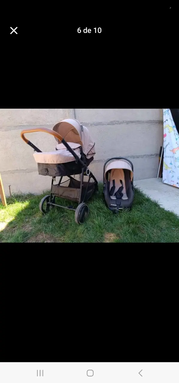 Coche y silla de auto beige - 1
