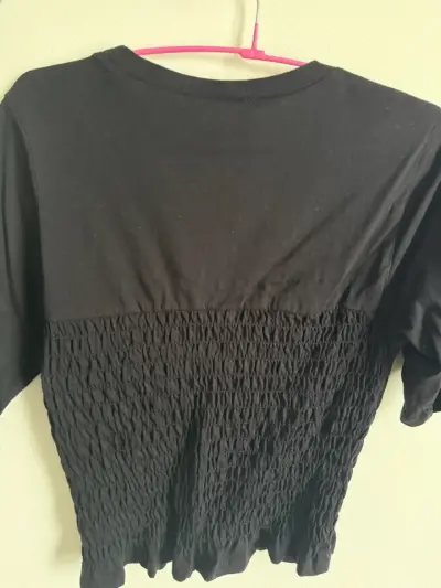 Polera negra elástica de algodón Hym - miniatura 3