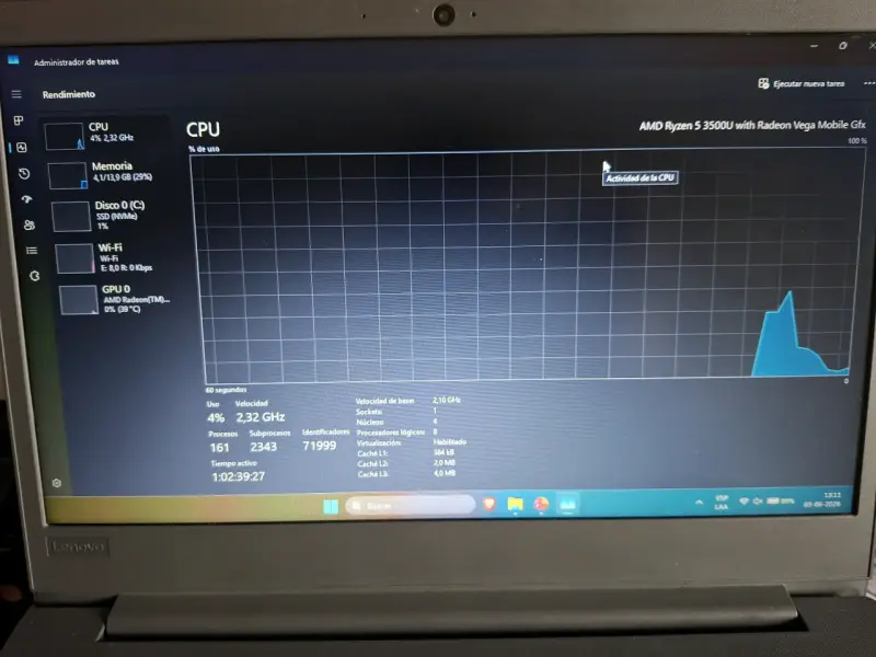 Notebook Lenovo impecable - Ryzen 5 / 16GB RAM - 2