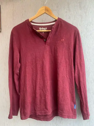 Polera manga larga burdeo Robert Lewis talla S. - miniatura 1