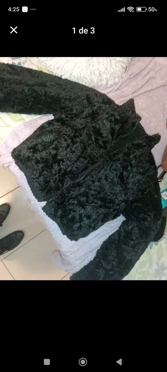Chaqueta negra de felpa - 1
