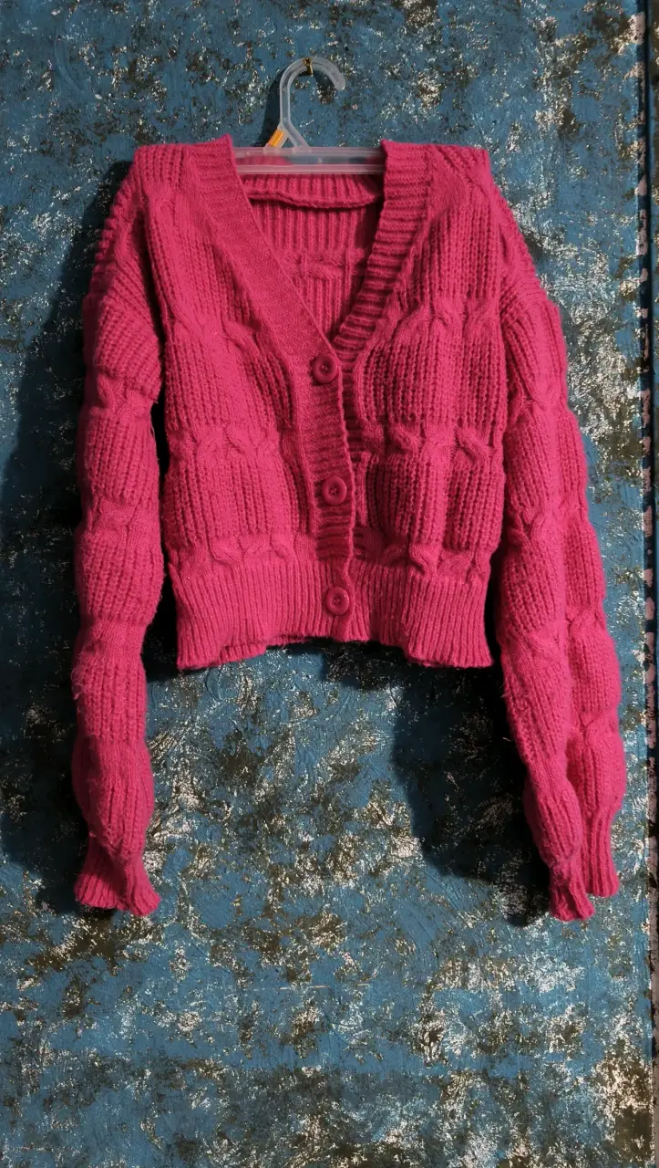 Chaleco tejido fucsia - 1