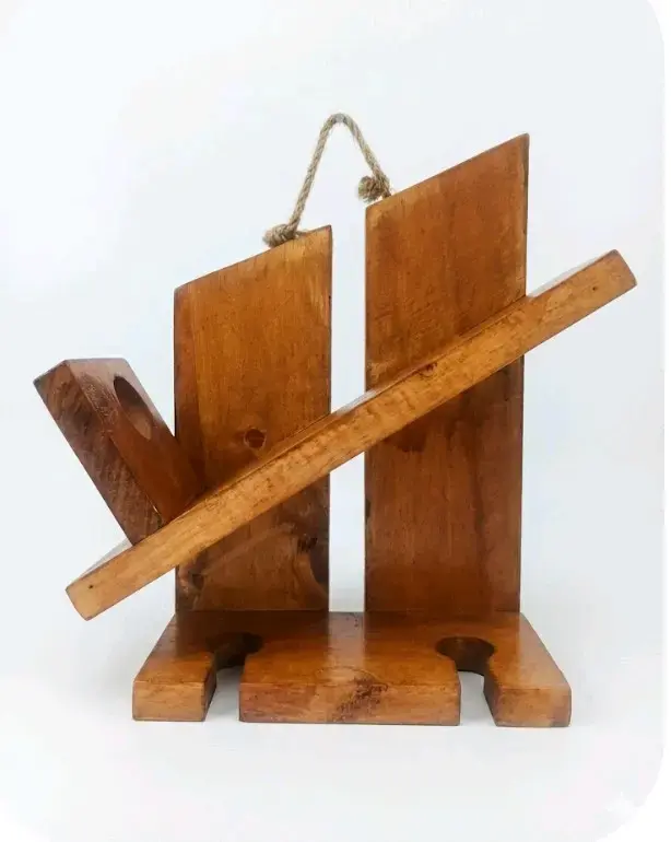 Portabotellas de madera con copas - 2