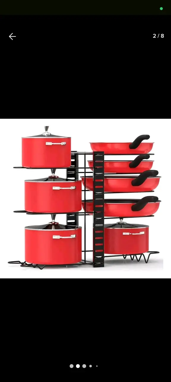 Juego de ollas rojas con soporte - 1