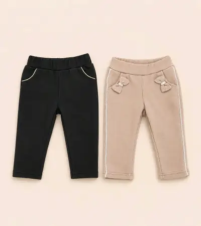 Pantalones infantiles beige y negro - miniatura 1