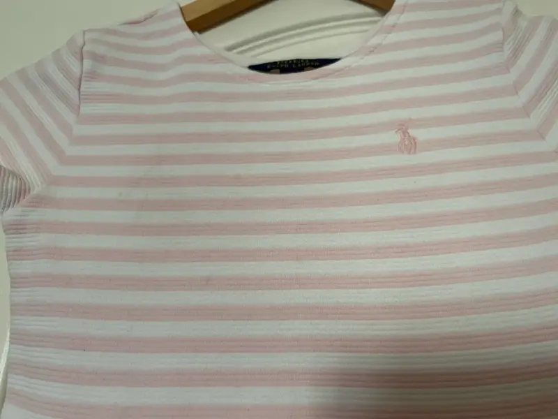 Vestido rayado rosado talla 8 - 2