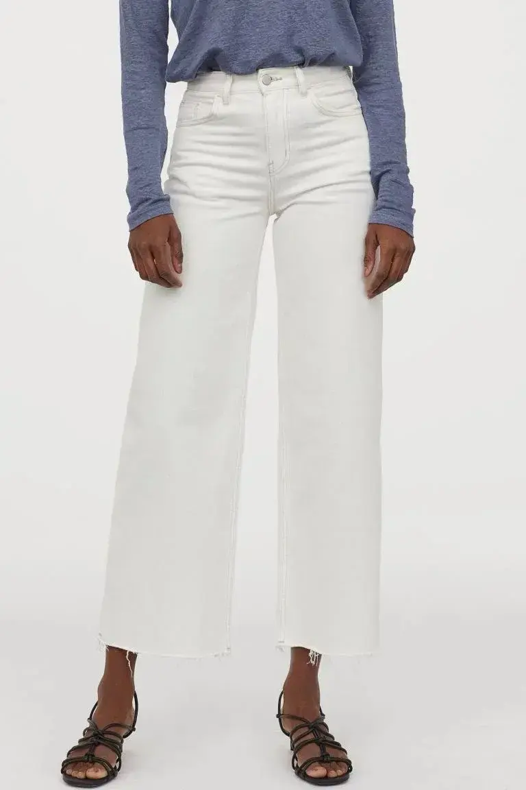 Pantalones anchos blancos mujer