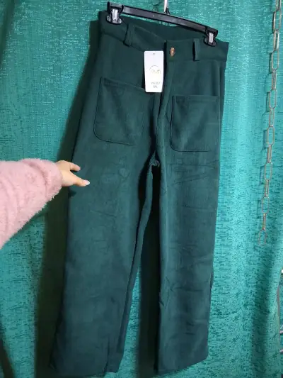 Pantalón wide leg de cotele forrado - miniatura 1