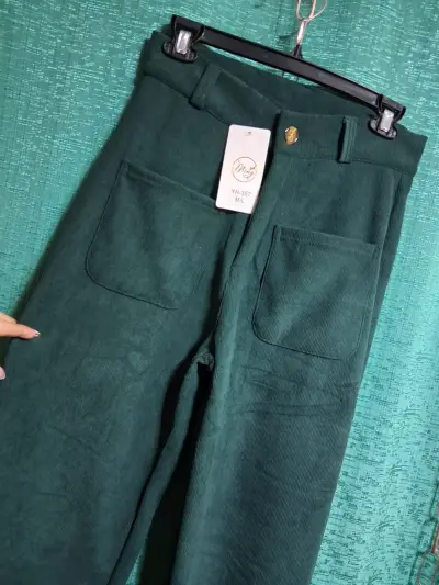 Pantalón wide leg de cotele forrado - miniatura 2