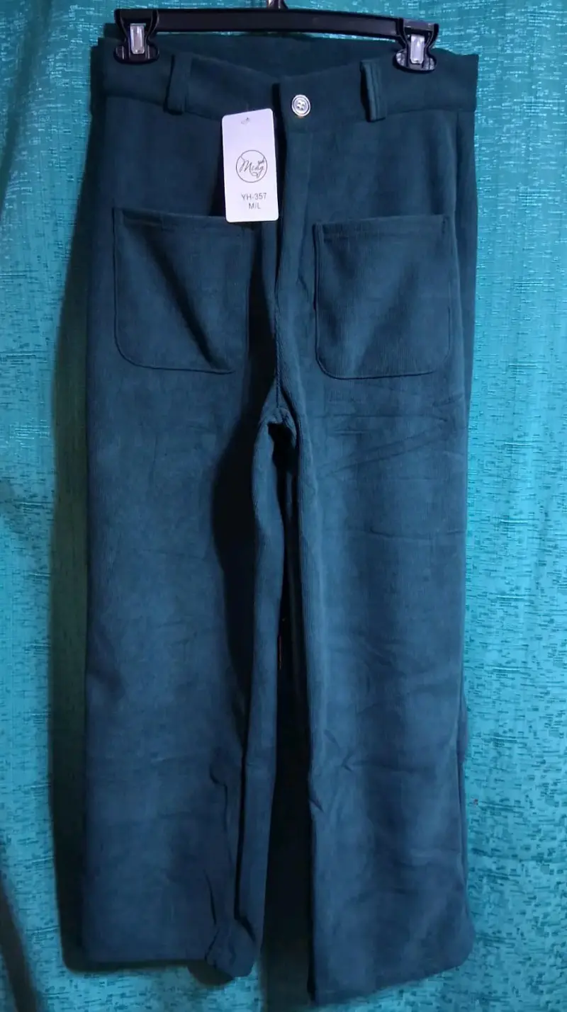 Pantalón wide leg de cotele forrado - 4