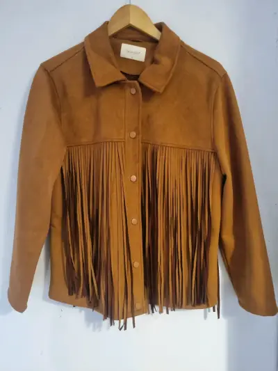 Chaqueta camel con flecos - miniatura 1