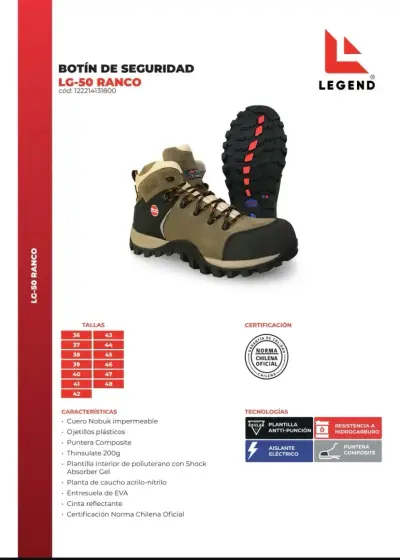 Botin de Seguridad marca Legend Modelo RG-50 - miniatura 2