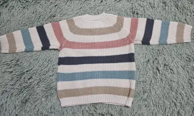 Chaleco bebé rayado colores pastel - miniatura 2