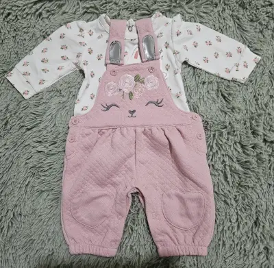 Conjunto bebé algodón rosa - miniatura 1