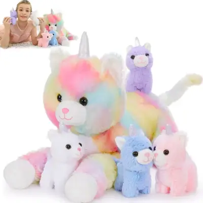 Peluche gato unicornio mama y 4 bebes - miniatura 1